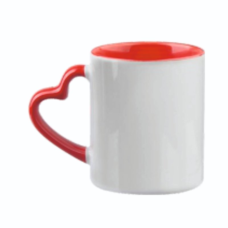 ספל קרמיקה ידית לב — אדום 11oz