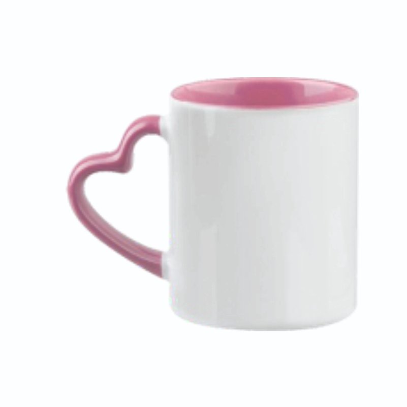 ספל קרמיקה ידית לב — ורוד 11oz