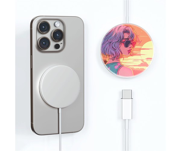מטען אלחוטי + LED — אלומיניום ⌀6 ס"מ (אייפון/סמסונג)